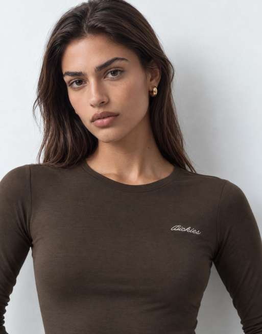 Dickies fitted long sleeve top in brown, 6 of 10