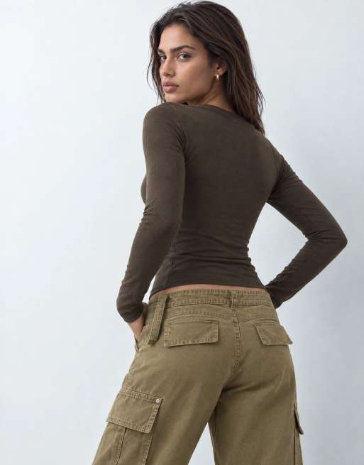 Dickies fitted long sleeve top in brown, 8 of 10
