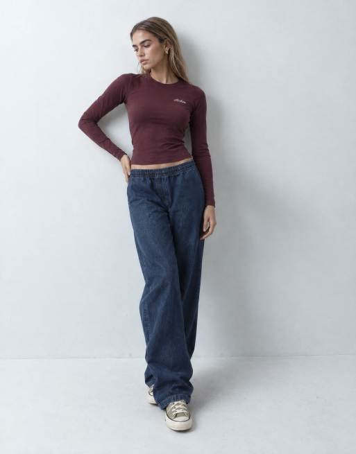 Dickies fitted long sleeve top in burgundy, 10 of 10