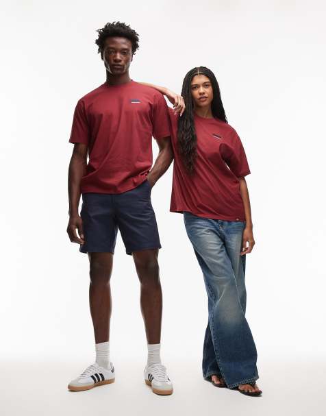 Dickies flag logo t-shirt in dark red - view 1