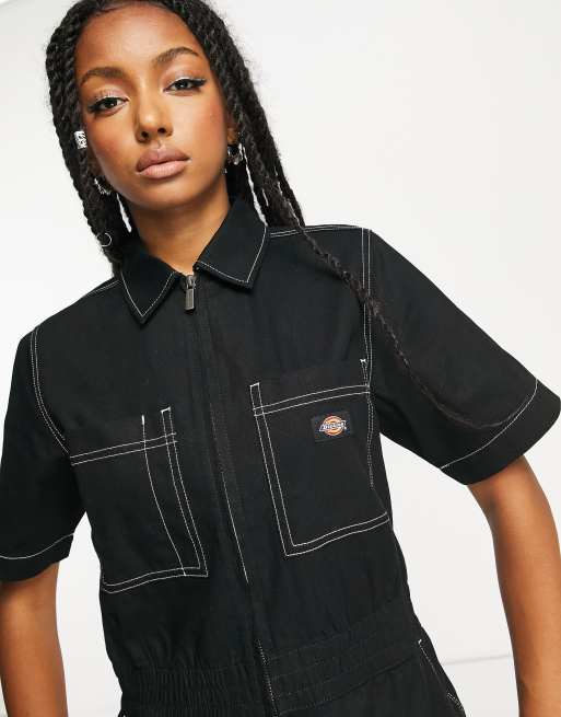 Black short store sleeve boiler suit