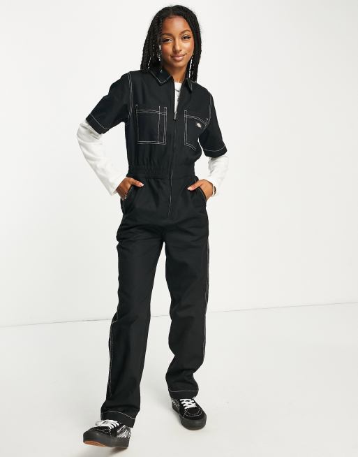 Dickies Florala boilersuit in black ASOS