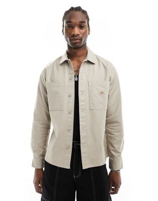 Dickies florala large pocket shirt in sand-Neutral