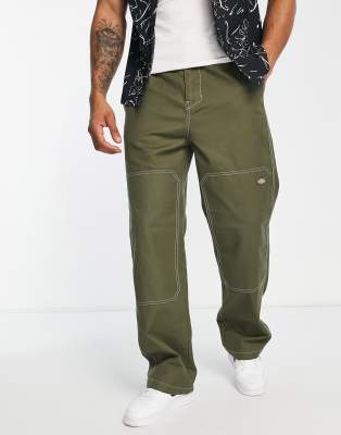 Dickies Florala trousers in khaki-Green