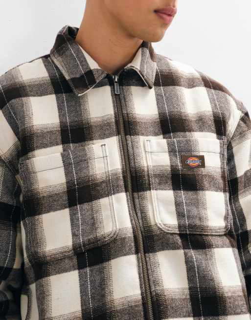 Dickies Florence camicia giacca oversize a quadri marrone, 3 di 5