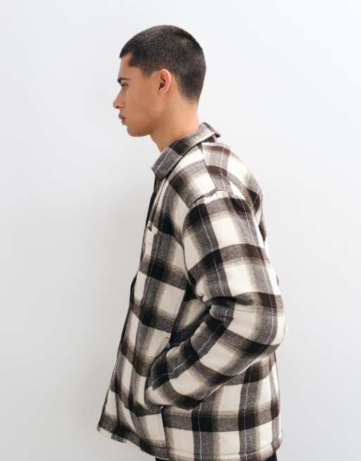 Dickies Florence oversize-shacket i brunrutig, 4 av 5