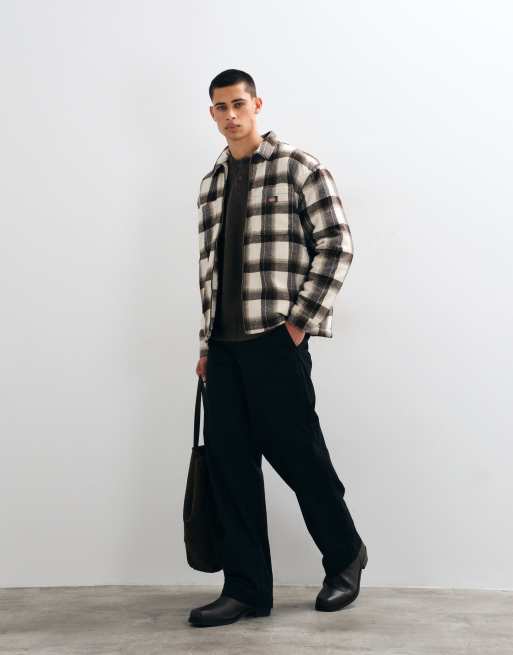 Dickies Florence oversized overshirt met bruine ruit, 2 van 5