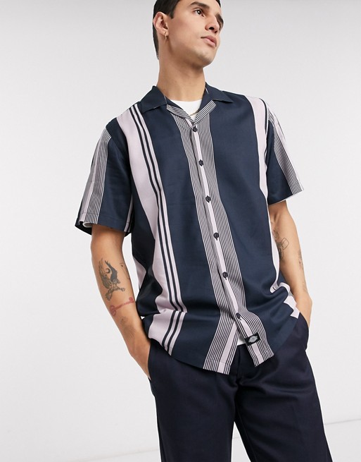 Dickies Forest Park short sleeve stripe shirt in blue