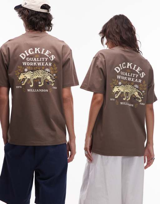 Dickies – Fort Lewis – Brązowy T-shirt z nadrukiem na plecach, 4 z 4