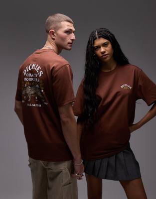 Dickies Dickies fort lewis leopard graphic back print t-shirt in cappuccino brown