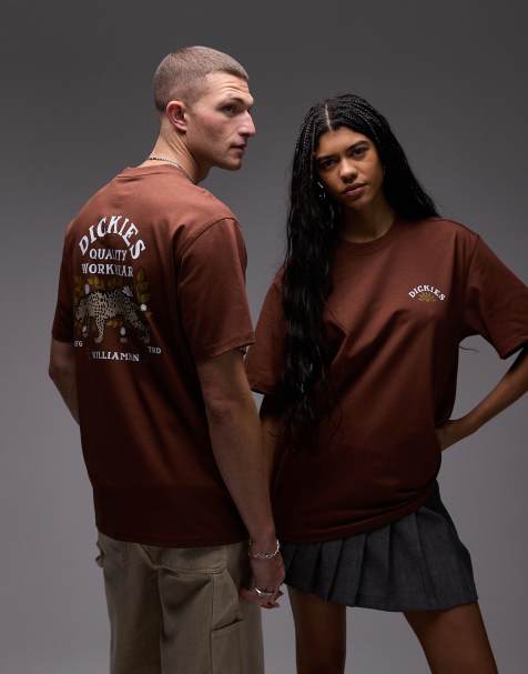 Dickies – Fort Lewis – T-Shirt in Cappuccino-Braun mit Leopardengrafik auf dem Rücken - view 1