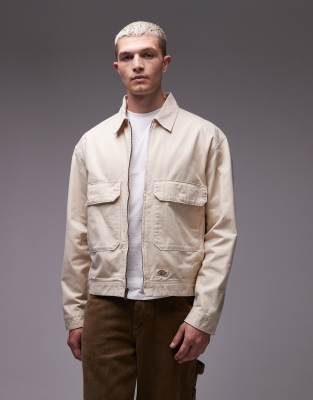 Dickies Dickies fort smith trucker canvas jacket in light beige-Neutral