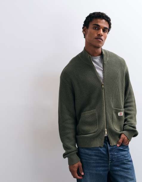 Dickies – Fredonia – Grön, stickad sweatshirt med dragkedja - view 1
