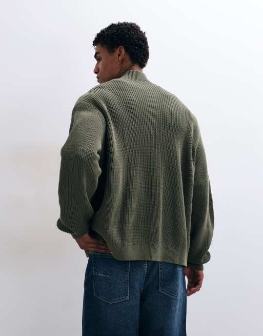 Dickies Fredonia knitted full zip sweatshirt in green, 4 of 5