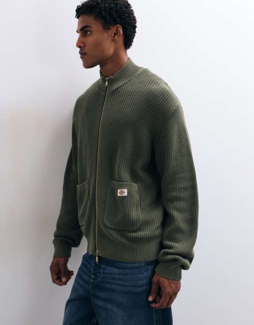 Dickies Fredonia knitted full zip sweatshirt in green, 5 of 5