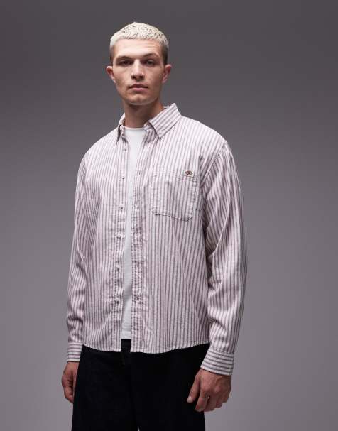 Dickies gallatin stripe shirt in red and white