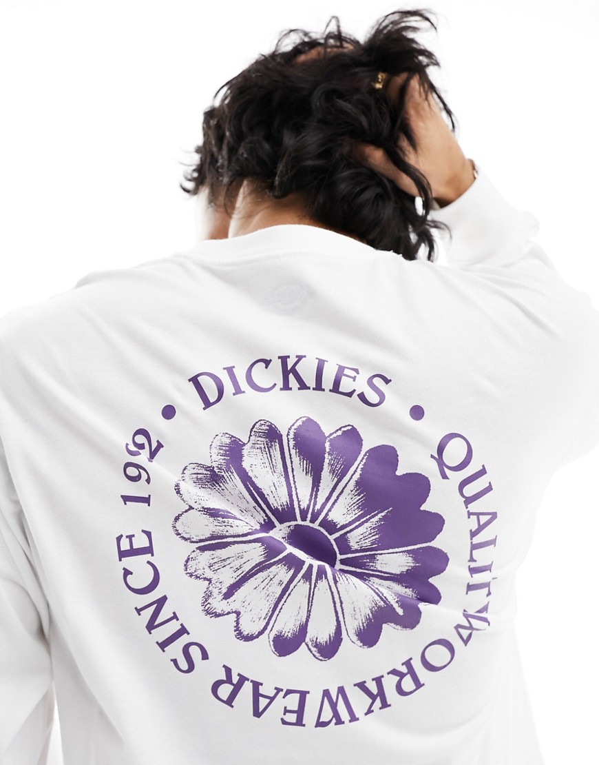 Dickies garden plain long sleeve t-shirt with back print in white