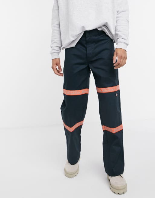 Dickies Gardere Double Knee reflective tape work pant in dark navy | ASOS