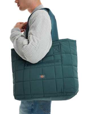 Dickies gardiner quilted tote bag in dark green- exclusive to asos