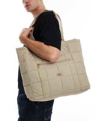 Dickies gardiner quilted tote bag in sand- exclusive to asos-Brown