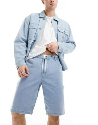 Dickies garyville denim shorts in vintage light blue φωτογραφία