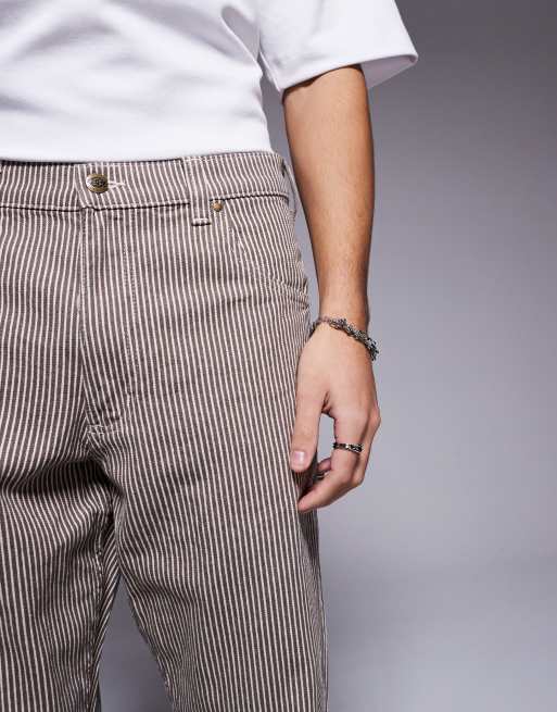 Dickies Garyville Hickory striped pants in brown | ASOS