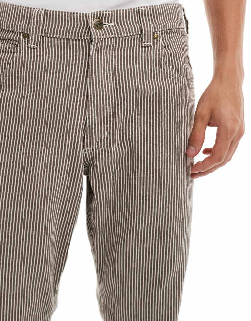 Dickies garyville hickory striped pants in brown | ASOS