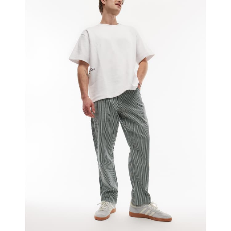 Dickies Garyville Hickory striped pants in green | ASOS