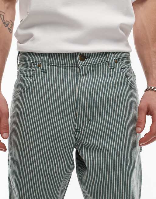 Dickies Garyville Hickory striped pants in green | ASOS