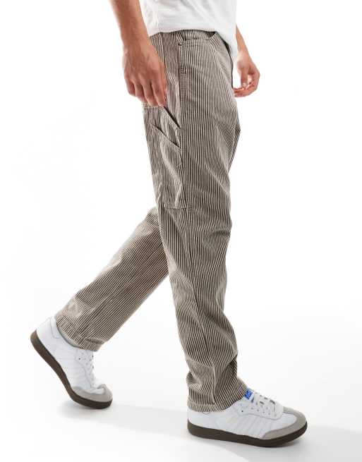 Dickies garyville hickory striped trousers in brown