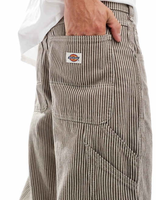 Dickies garyville hickory striped trousers in brown | ASOS