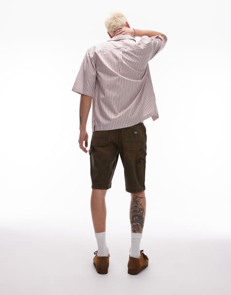 Dickies - Garyville - Pantaloncini di jeans regular fit blu indaco con tinta marrone - view 1