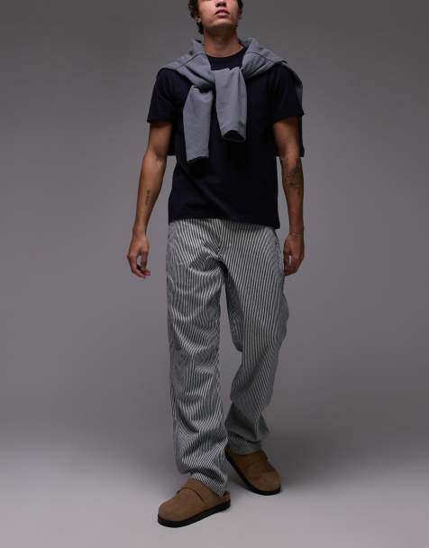 Dickies - Garyville - Pantaloni blu regular fit a righe hickory - view 1