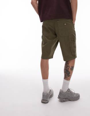 Dickies Dickies garyville regular fit carpenter denim shorts in khaki green