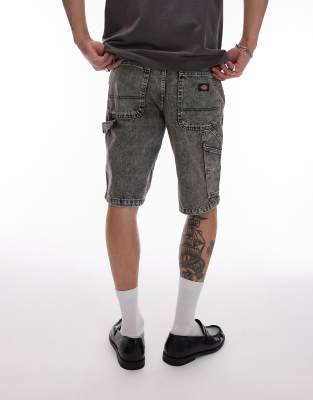 [Dickies] Dickies Garyville regular fit carpenter denim shorts in washed light grey W30 Light grey