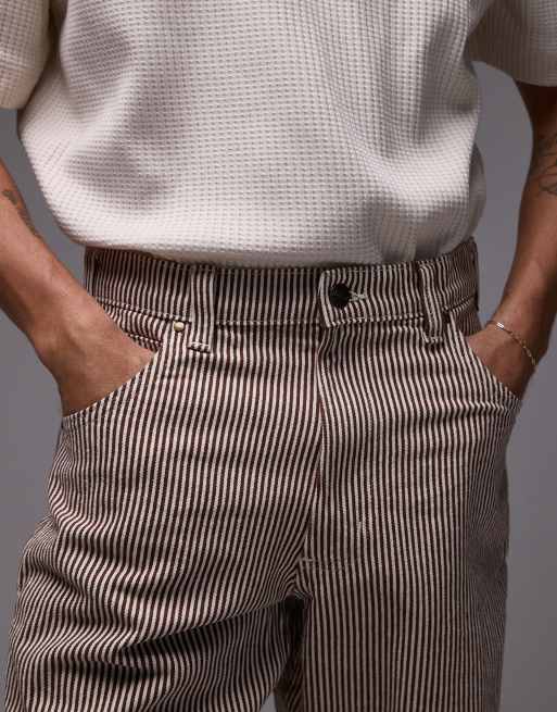 Dickies garyville regular fit hickory stripe trousers in cappuccino brown
