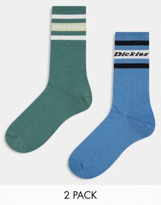 Dickies genola 2 pack ankle socks in blue and green