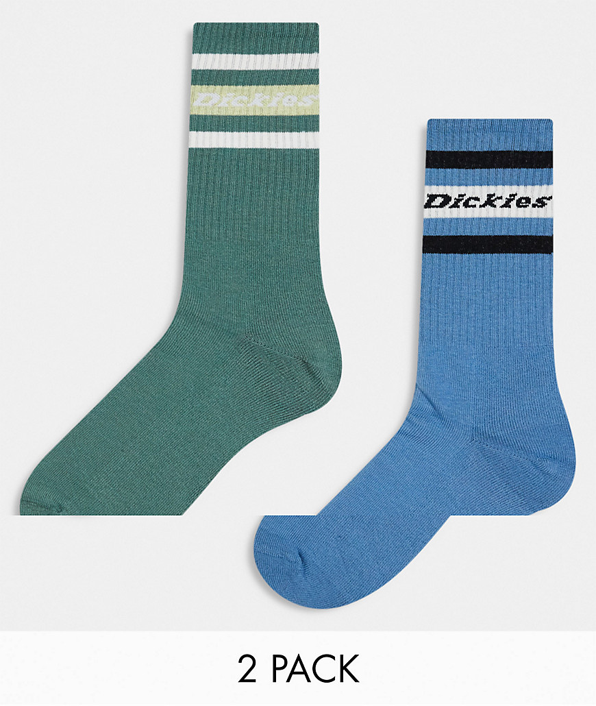 Dickies genola 2 pack ankle socks in blue and green