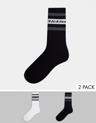 Dickies Genola 2 pack socks in black and white