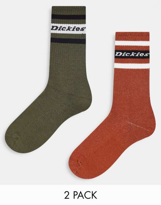 Dickies Genola 2 pack socks in brown/green ASOS