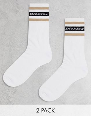 Dickies genola 2 pack socks in white & sand