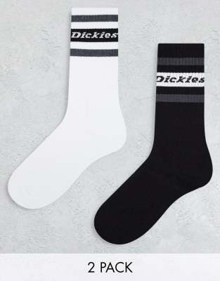 Dickies - Genola - 2er-Pack Crew-Socken in Weiß und Schwarz