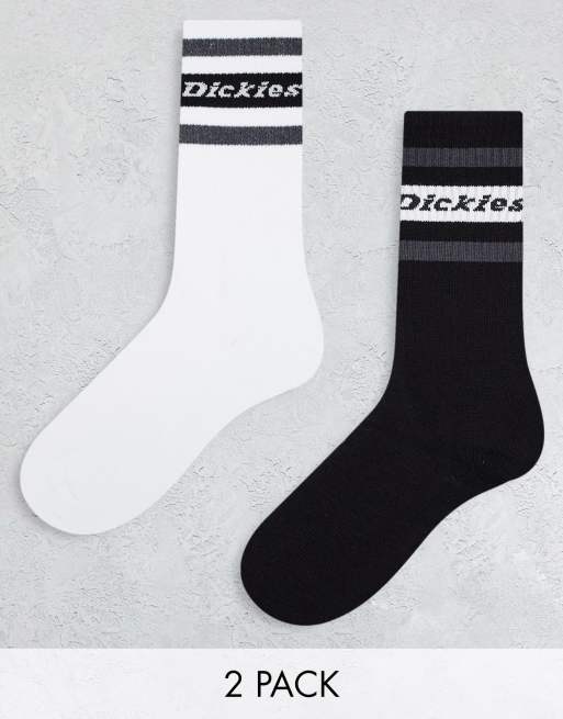 Dickies – Genola – 2er-Pack Socken in Schwarz und Weiß mit Streifen
