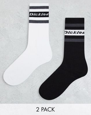 Dickies genola crew socks in white and black multi two pack