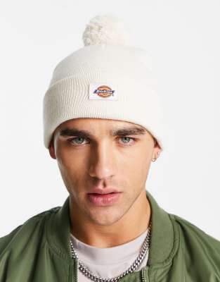 Gibsland bobble beanie in cream-White