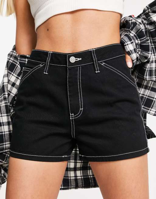 Women's Brown Carpenter Denim Shorts High Rise