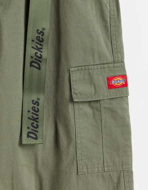 Dickies Girl belted utility cargo pants in olive green