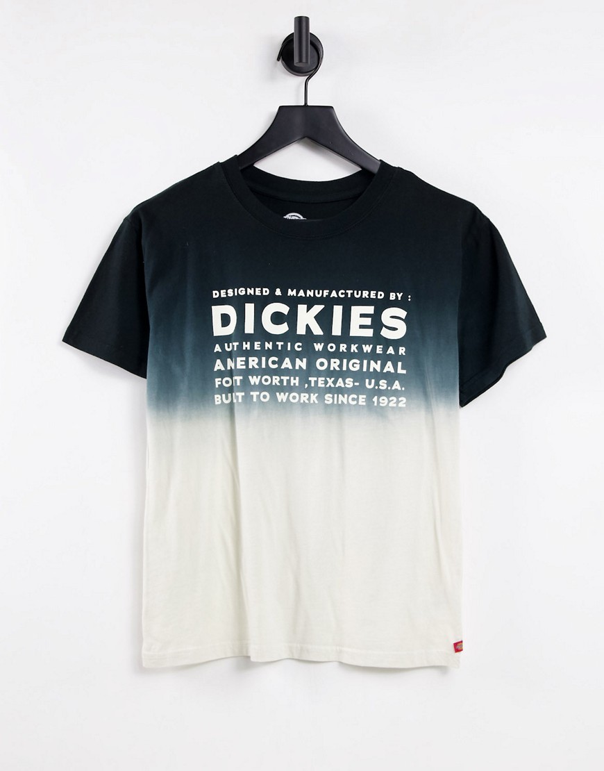 Dickies Girl dip dye boyfriend t-shirt in black/cream-Multi