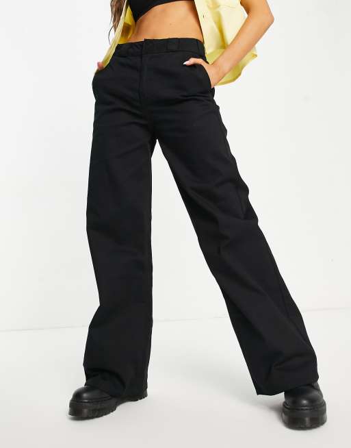 Dickies Girl Skater wide leg work pants in black