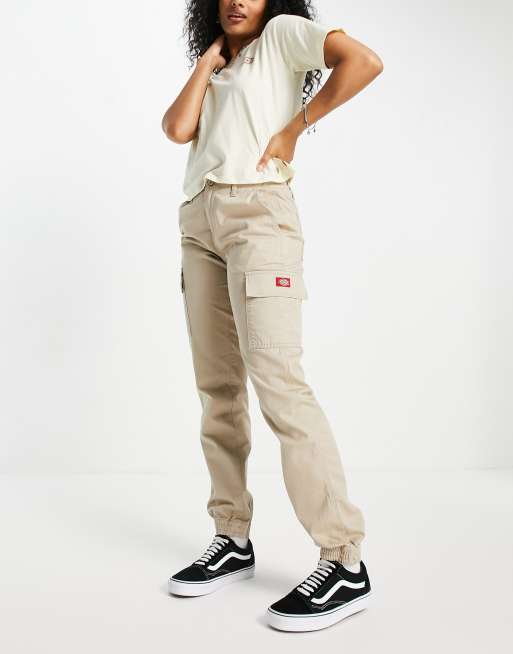 Dickies Girl slash pocket cuffed pant in khaki ASOS